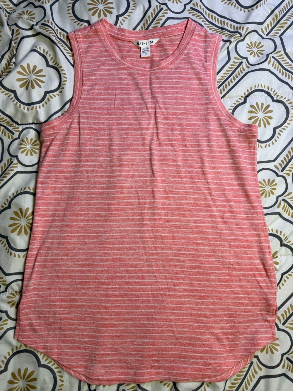 Athleta Pink Heather Striped Sleeveless Tank Top Size Medium